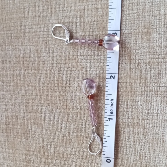 Silver Tone Leverback Glass Beaded Dangle Earrings - Picture 3 of 6